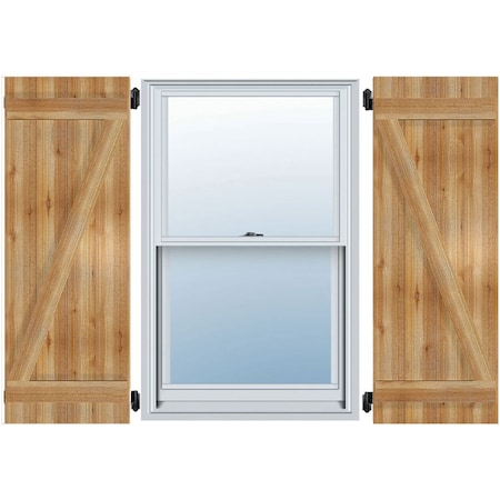 Ekena Millwork Joined Board-n-Batten Shutters w/Z-Bar, Rough Sawn Western Red Cedar, 10 3/4W x 19H, PR RBJ06Z11X019RWR